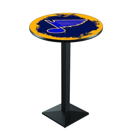 Holland Bar Stool Co 42" Blk Wrinkle St Louis Blues Pub Table L217B4228STLBlu